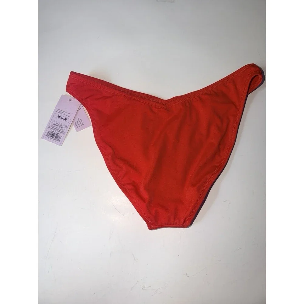 Shade and Shore Bikini Bottoms Womens M Red Medium Coverage Low Rise high Leg